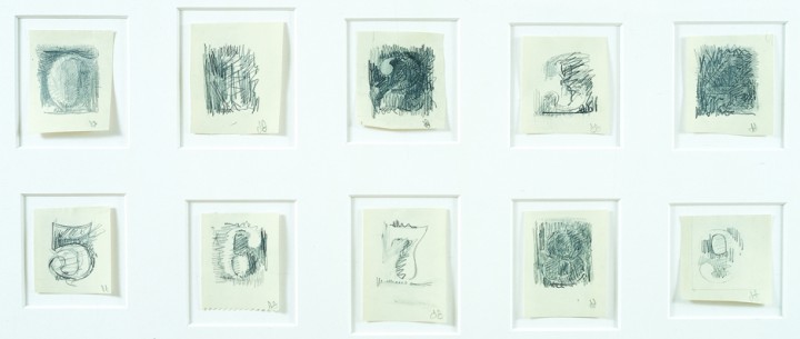 Jasper Johns, Numbers, 1960, graphite on paper, 10 sheets, each approximately 2 ½ x 2 5/8 inches (6.4 x 6.7 cm). Art © Jasper Johns/Licensed by VAGA, New York, NY / Photo: Jamie Stukenberg | Professional Graphics, Inc.