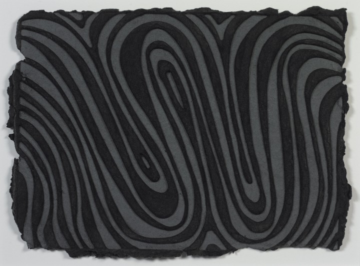 Sol LeWitt, W, 1995, relief print on hand dyed, handmade Twinrocker paper, 9 x 12 ½ inches (22.9 x 31.8 cm). Special edition published by Two Palms, New York. © 2013 The LeWitt Estate / Artists Rights Society (ARS), New York / Photo: Ellen McDermott