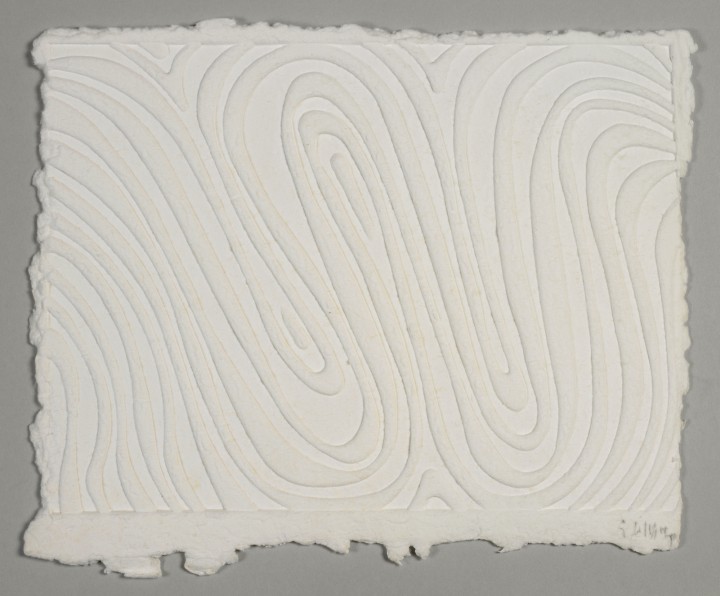 Sol LeWitt, W, 1995, relief print on handmade Twinrocker paper, 9 x 12 ½ inches (22.9 x 31.8 cm). Special edition published by Two Palms, New York. © 2013 The LeWitt Estate / Artists Rights Society (ARS), New York / Photo: Ellen McDermott