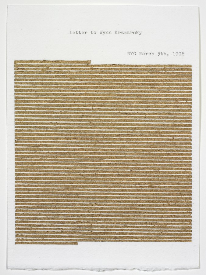 Elena del Rivero, Letter to Wynn Kramarsky, 1996, metallic gouache, graphite and typewriting on paper, 9 x 6 ½ inches (22.9 x 16.5 cm). © 2013 Artists Rights Society (ARS), New York / VEGAP, Madrid / Photo: Ellen McDermott 
